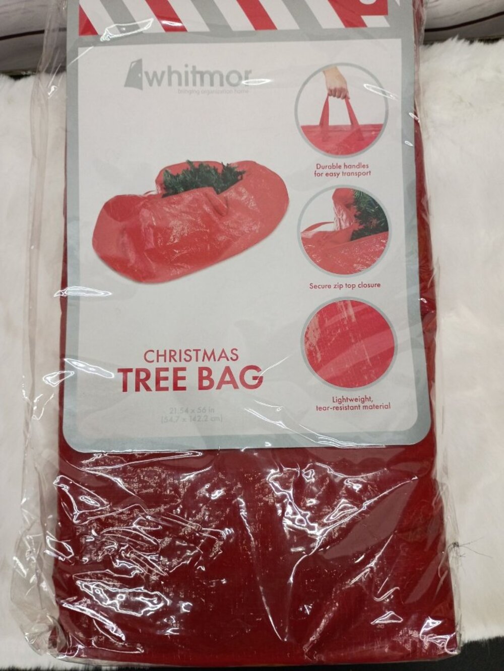 Whitmor Christmas Tree‎ Storage Bag Red Lightweight Tear-Resistant 21.54x56in
